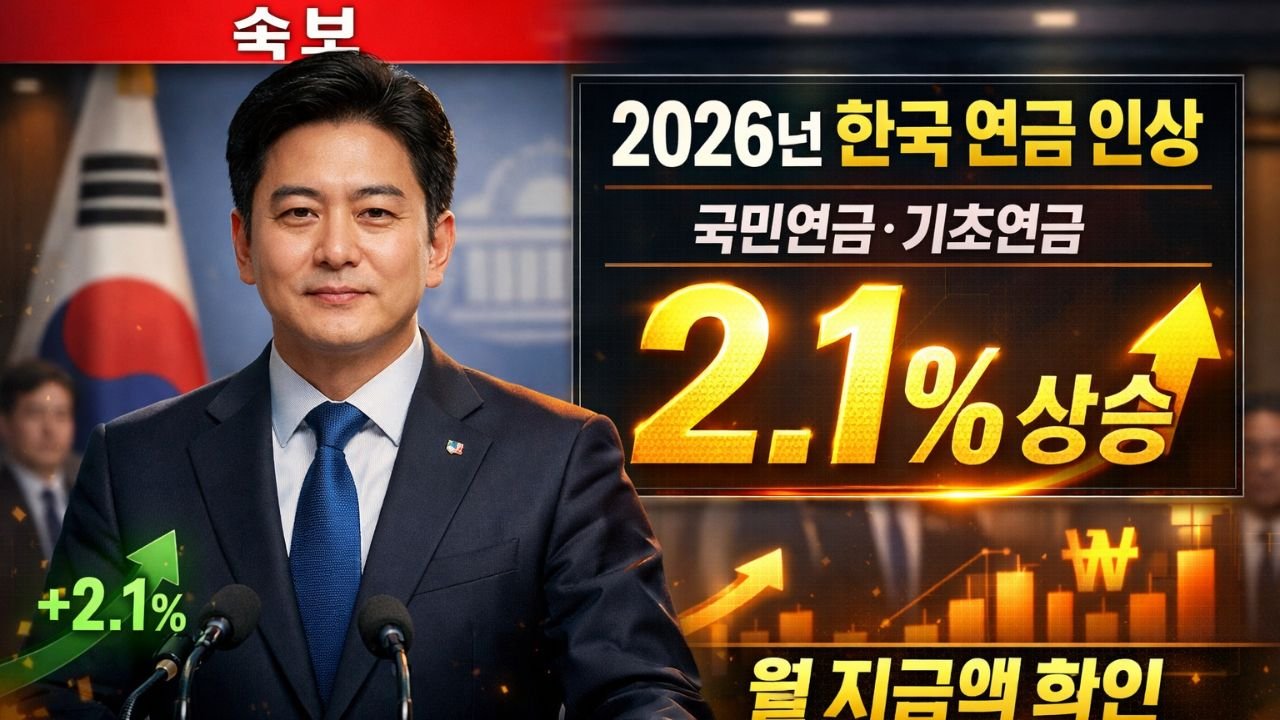 2026년 한국 연금 인상: 국민연금·기초연금 2.1% 상승, 월 지급액 확인