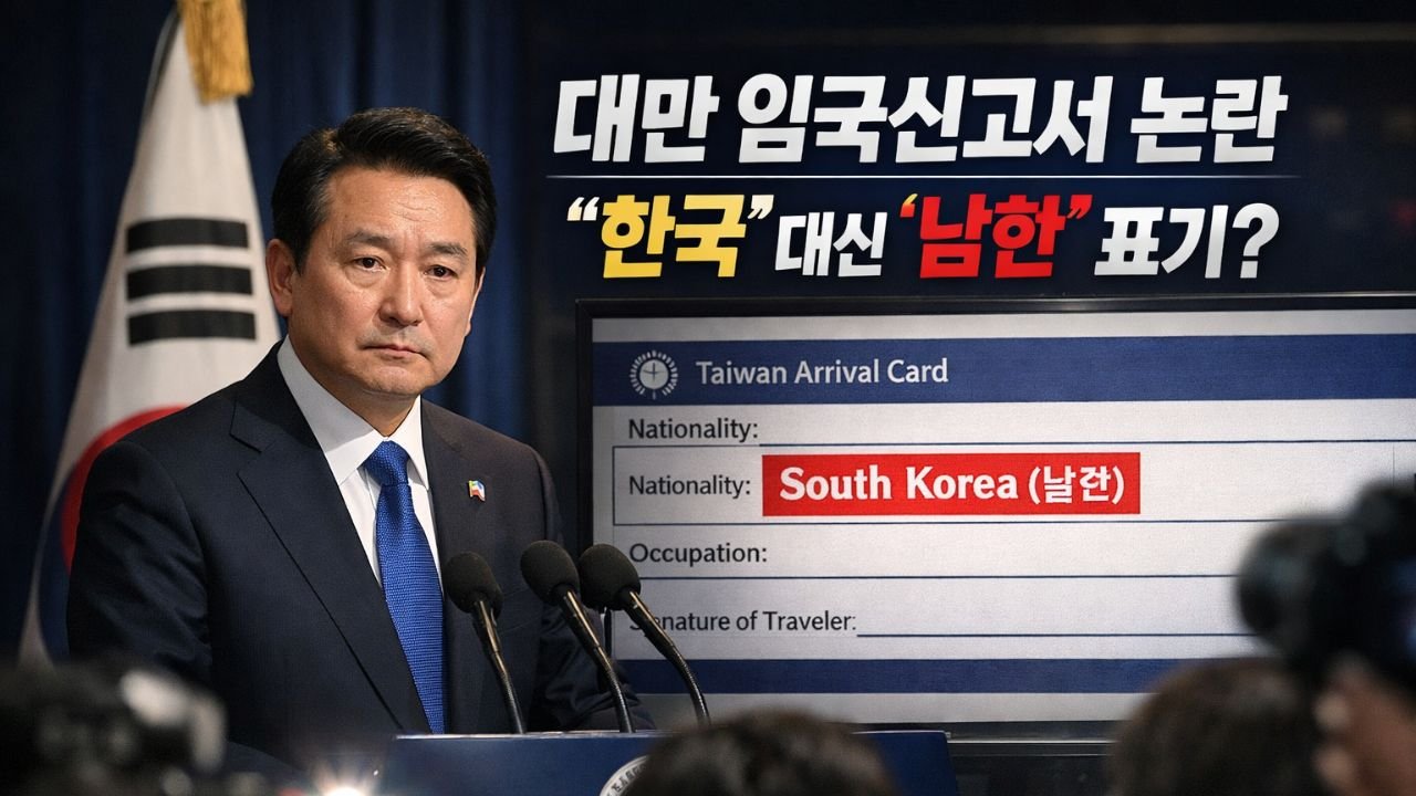 대만 입국신고서, '한국' 대신 '남한' 표기 논란
